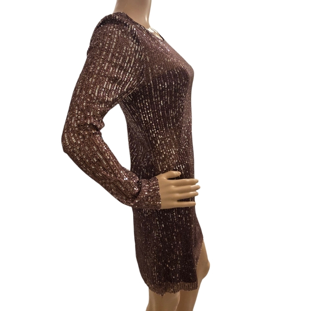 Walter Baker Bellini 90'S Glamor Sequin Sheer Mini Coctail Dress Size: S - Picture 9 of 11